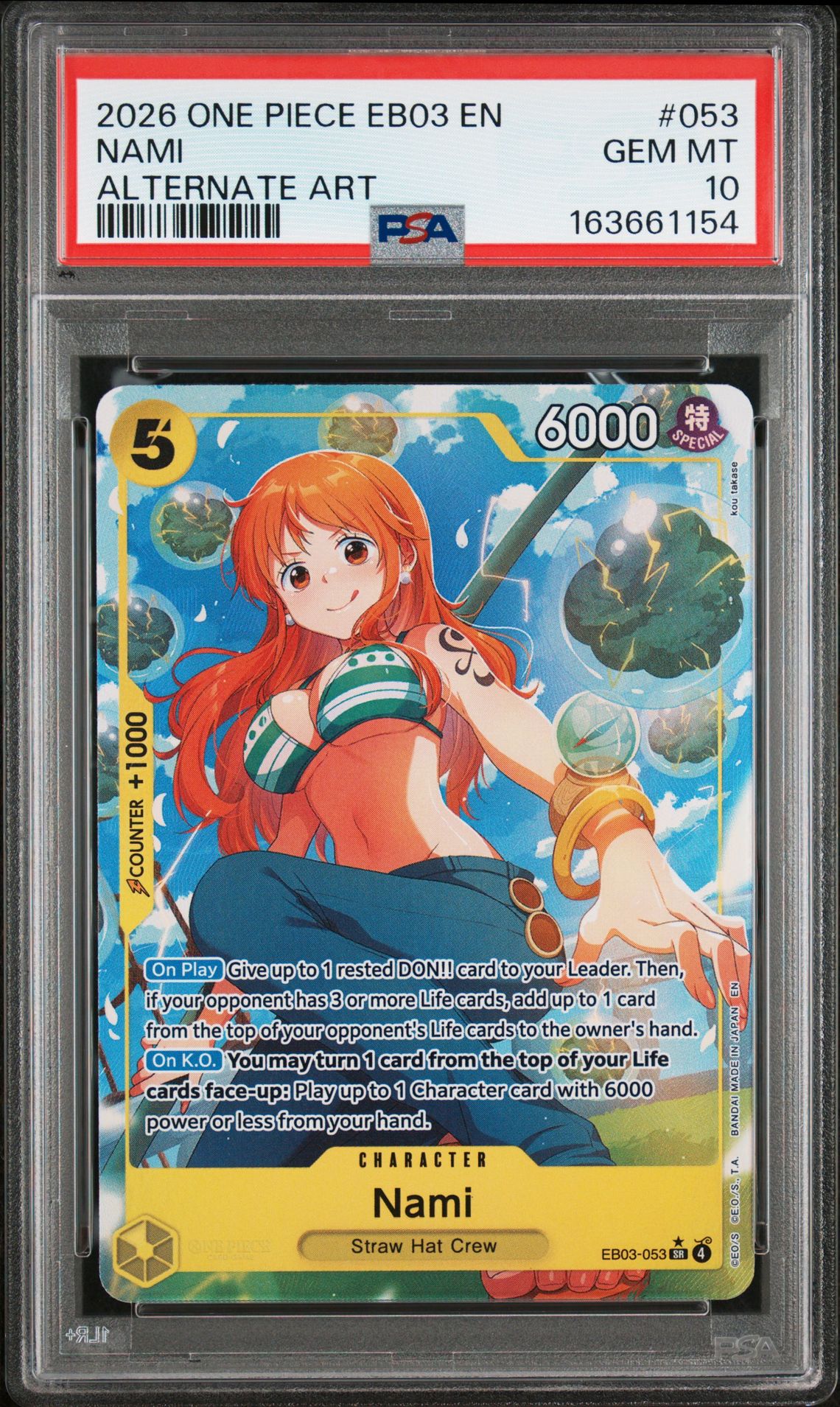 2026 One Piece Eb03-Extra Booster -One Piece Heroines Edition- Nami #053 (Alternate Art) Gem Mt 10 front