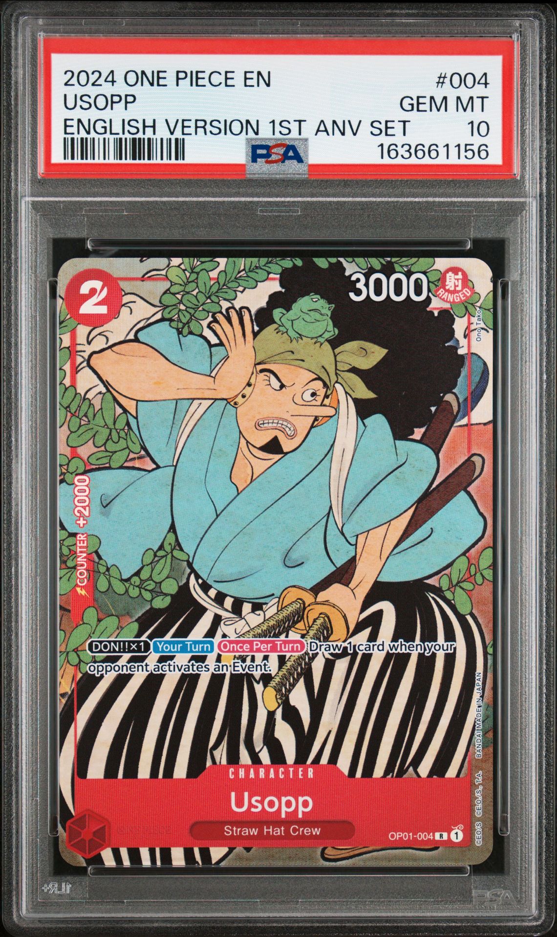 2024 One Piece English Version 1St Anniversary Set Usopp #004 Gem Mt 10 front