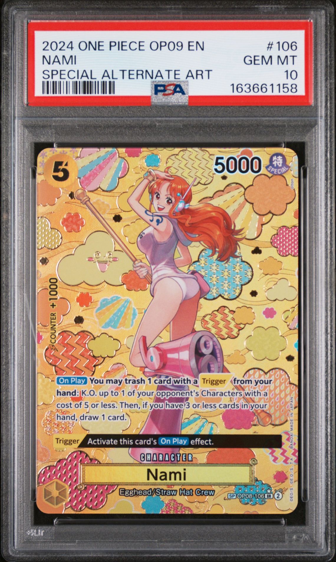 2024 One Piece Op09-Emperors In The New World Nami #106 (Special Alternate Art) Gem Mt 10 front