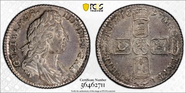 1697 Shil S-3497 1st Bust AU58