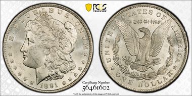 1891-CC $1 VAM 3, Spitting Eagle MS63