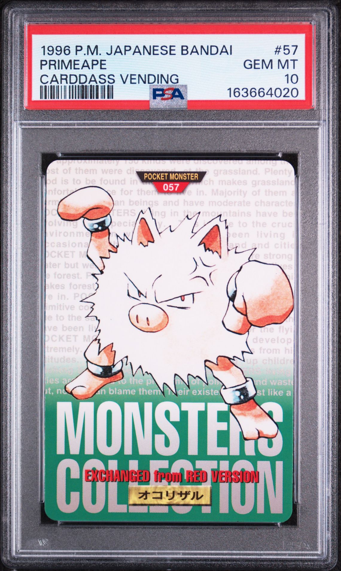 Primeape card, green version, PSA 10
