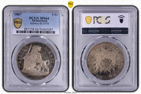 1867 5 Fr Schwyz R-1070 MS64
