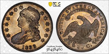 1832 50C Small Letters AU58