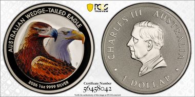 2026-P $1 Wedge-Tailed Eagle Ag Colorized MS70