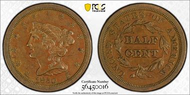 1850 1/2C AU50BN