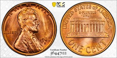 1960-D 1C Small Date MS68RD