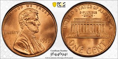 1995 1C Doubled Die Obverse MS69RD