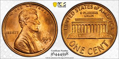 1969-S 1C Doubled Die Obverse MS66RD