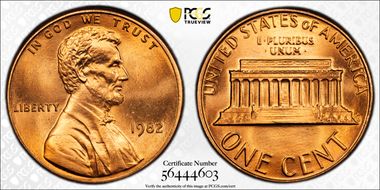 1982 1C Zinc, Small Date MS69RD