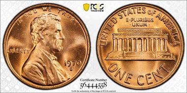 1970-S 1C Large Date MS67+ RD