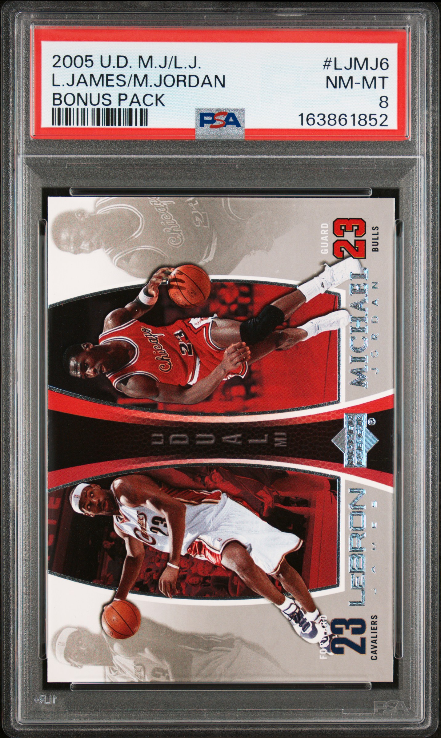 2005 #LJMJ6 LeBron James/Michael Jordan PSA 8 Upper Deck MJ/LJ Bonus Pack