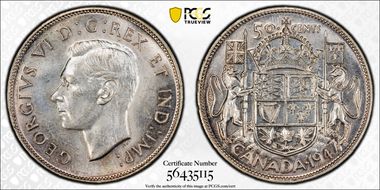 1947/7 50C Wide Date Straight 7 MS64