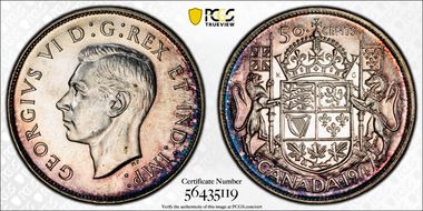 1947/7 50C Wide Date Straight 7 MS63