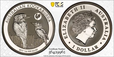 2017-P $1 Kookaburra Ag-Rooster Privy MS70