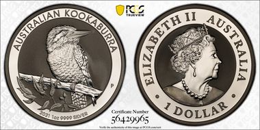 2021-P $1 Kookaburra Ag MS70