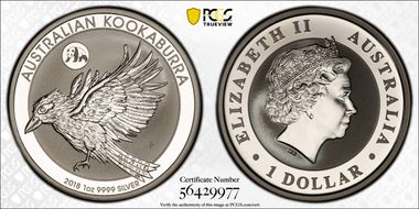 2018-P $1 Kookaburra Ag-Panda Privy MS70