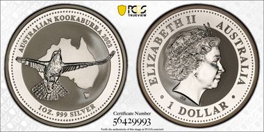 2002 $1 Kookaburra Ag MS70