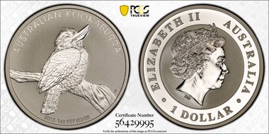2010-P $1 Kookaburra MS70
