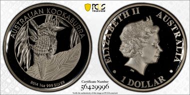 2014-P $1 Kookaburra Ag High Relief PR69DCAM