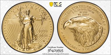 2026-W $50 Enhanced Gold Eagle w/ Liberty Bell 250 Privy First Strike SP70