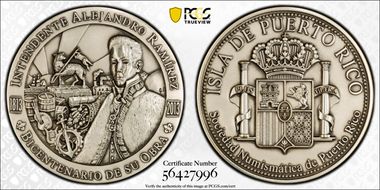 2013 Medal Alejandro Ramirez Silvered AE Medallic Art Co. MS69