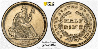 1837 H10C Seated, Large Date MS62