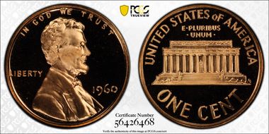 1960 1C Large Date PR68DCAM