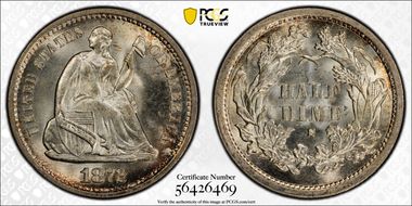 1872-S H10C Mintmark Above Bow MS66