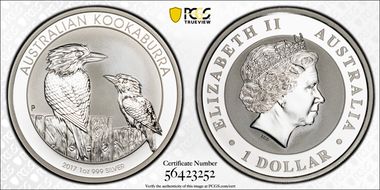 2017-P $1 Kookaburra Ag MS70