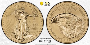 2026-W $50 Enhanced Gold Eagle w/ Liberty Bell 250 Privy SP70