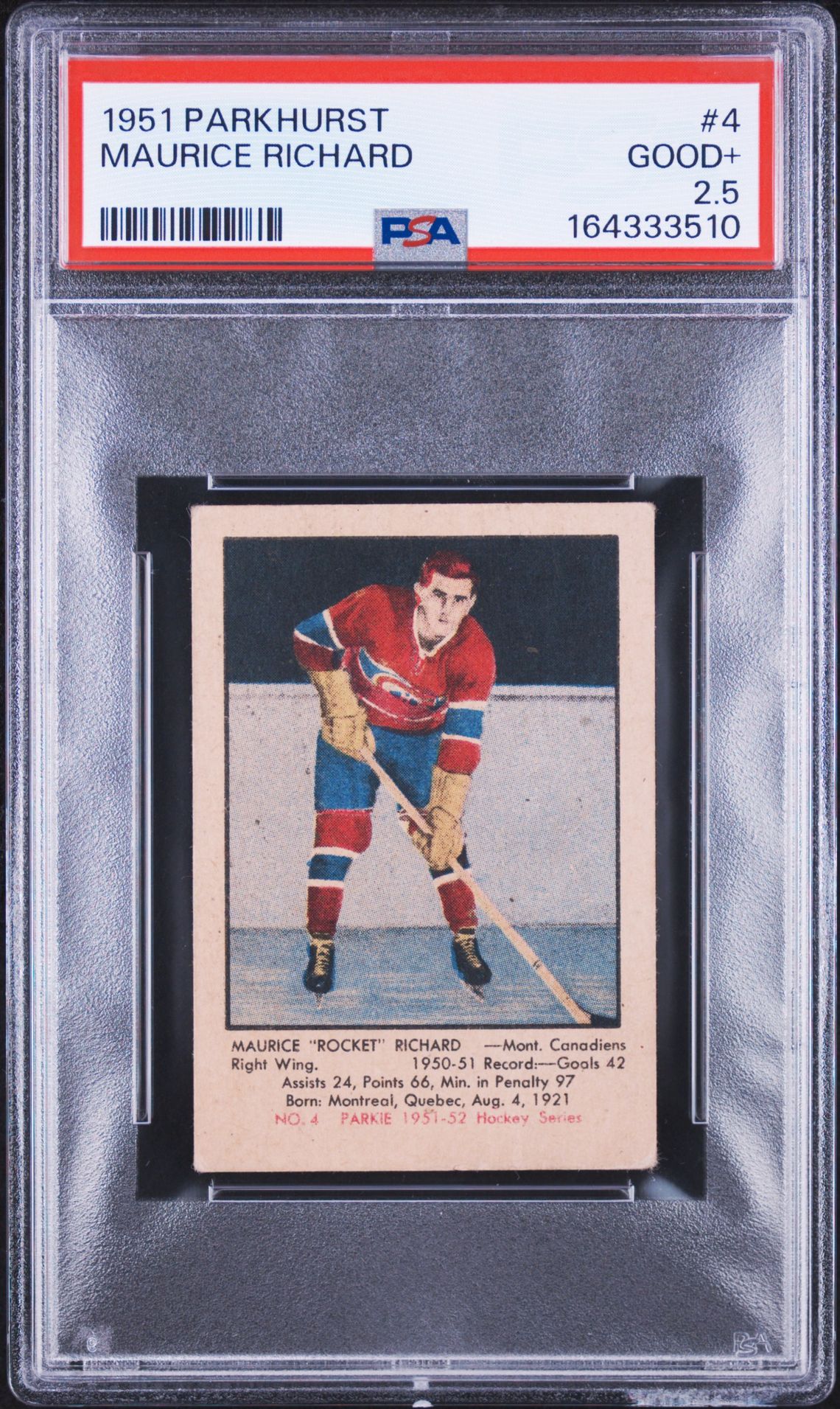 1951 Parkhurst Maurice Richard #4 Good+ 2.5 front
