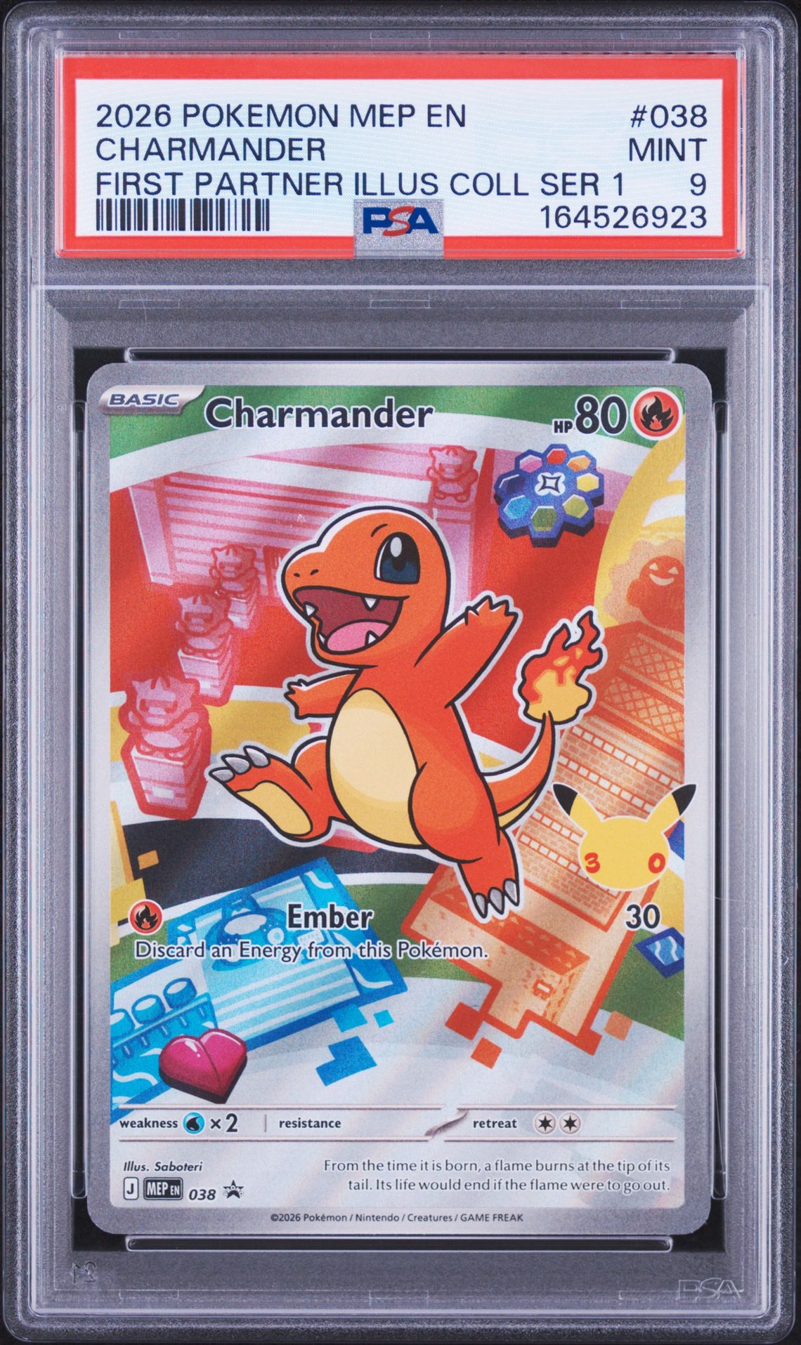 2026 Pokemon Mep En-Me Black Star Promo Charmander #038 (First Partner Illus Coll Ser 1) Mint 9 front
