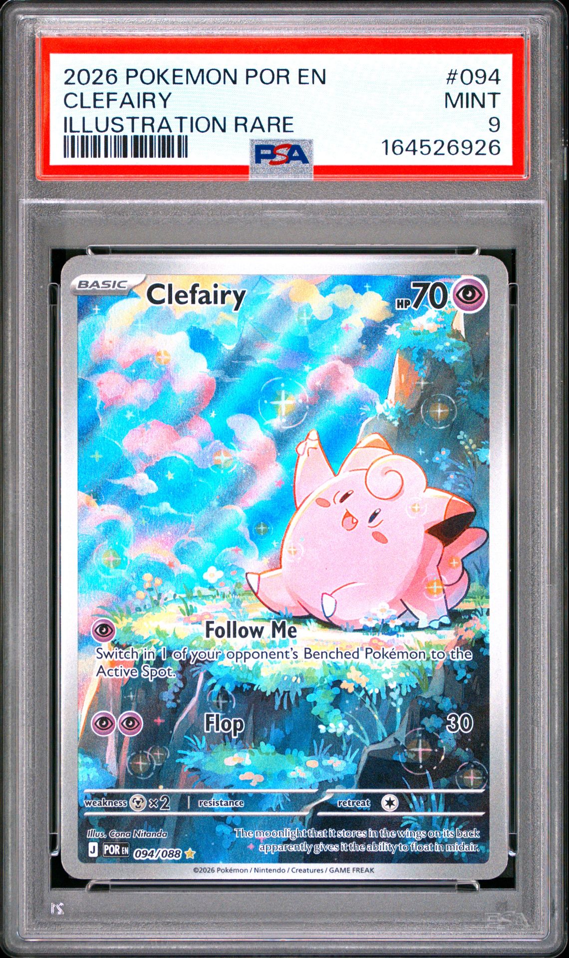2026 Pokemon Por En-Perfect Order Clefairy #094 (Illustration Rare) Mint 9 front