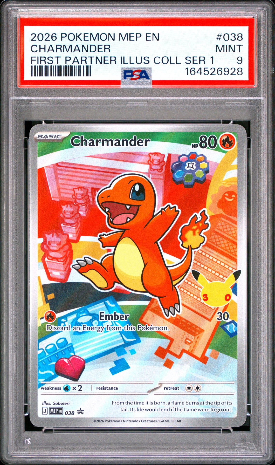 2026 Pokemon Mep En-Me Black Star Promo Charmander #038 (First Partner Illus Coll Ser 1) Mint 9 front