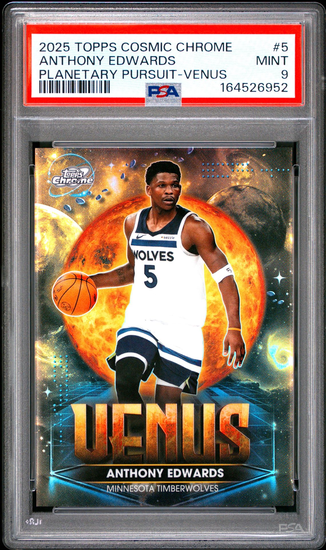 2025 Topps Cosmic Chrome Planetary Pursuit Anthony Edwards #5 (Planetary Pursuit-Venus) Mint 9 front