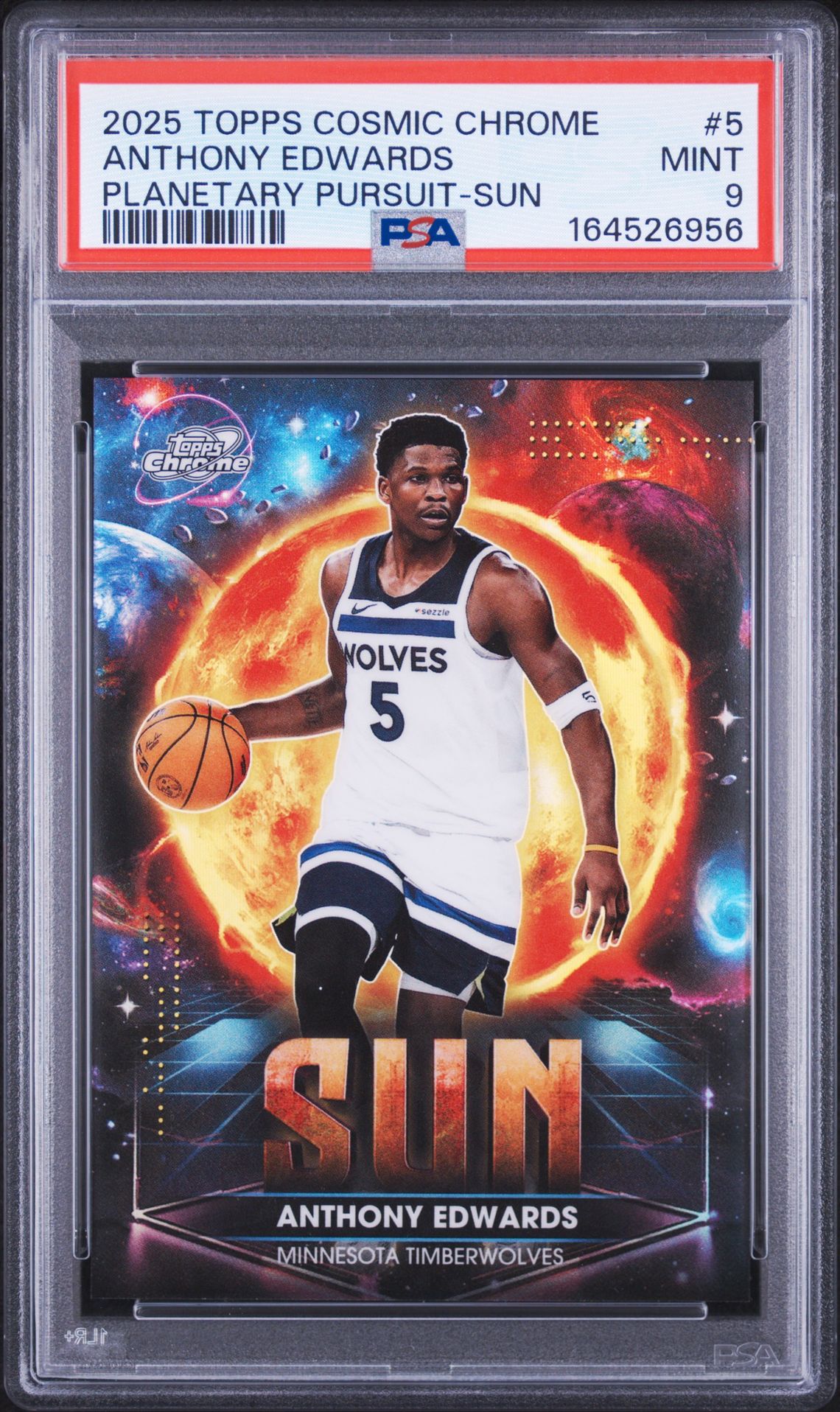 2025 Topps Cosmic Chrome Planetary Pursuit Anthony Edwards #5 (Planetary Pursuit-Sun) Mint 9 front