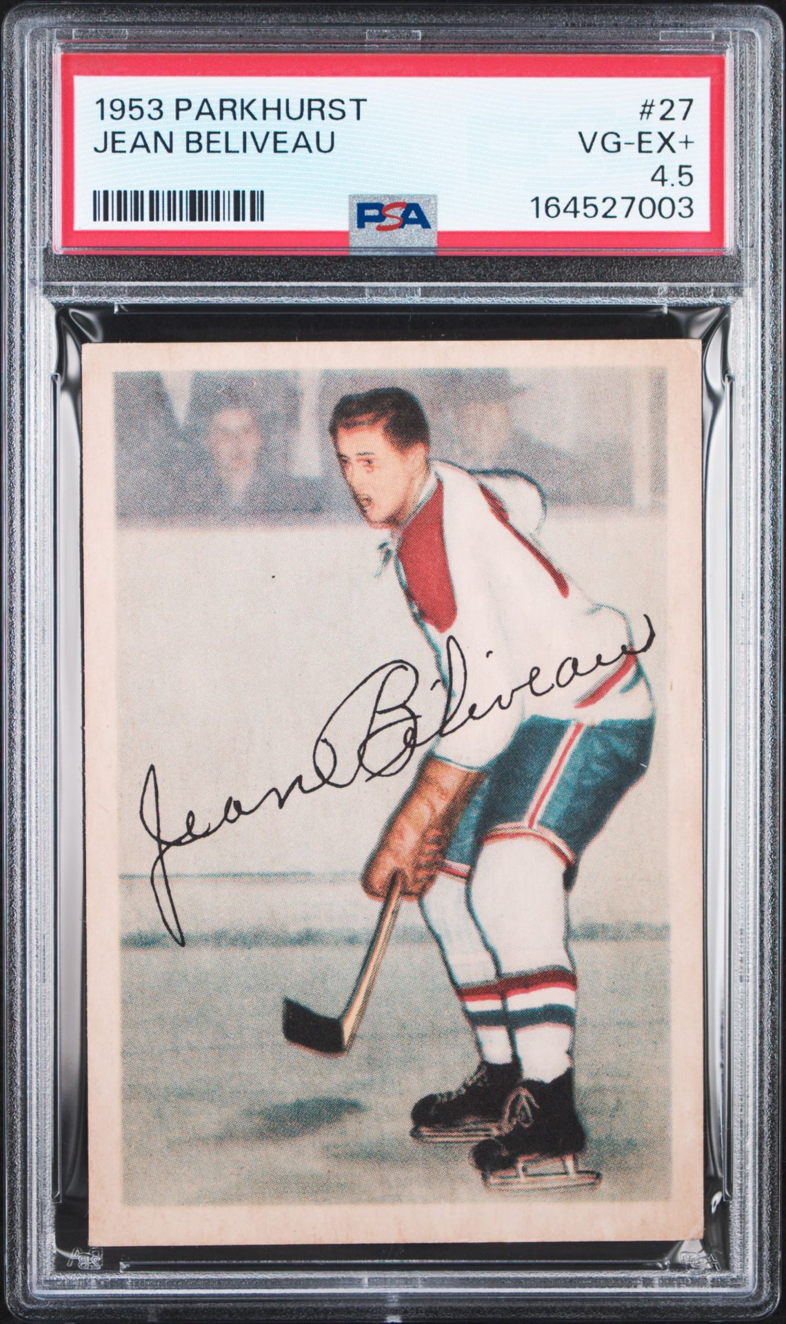 1953 Parkhurst Jean Beliveau #27 Vg-Ex+ 4.5 front
