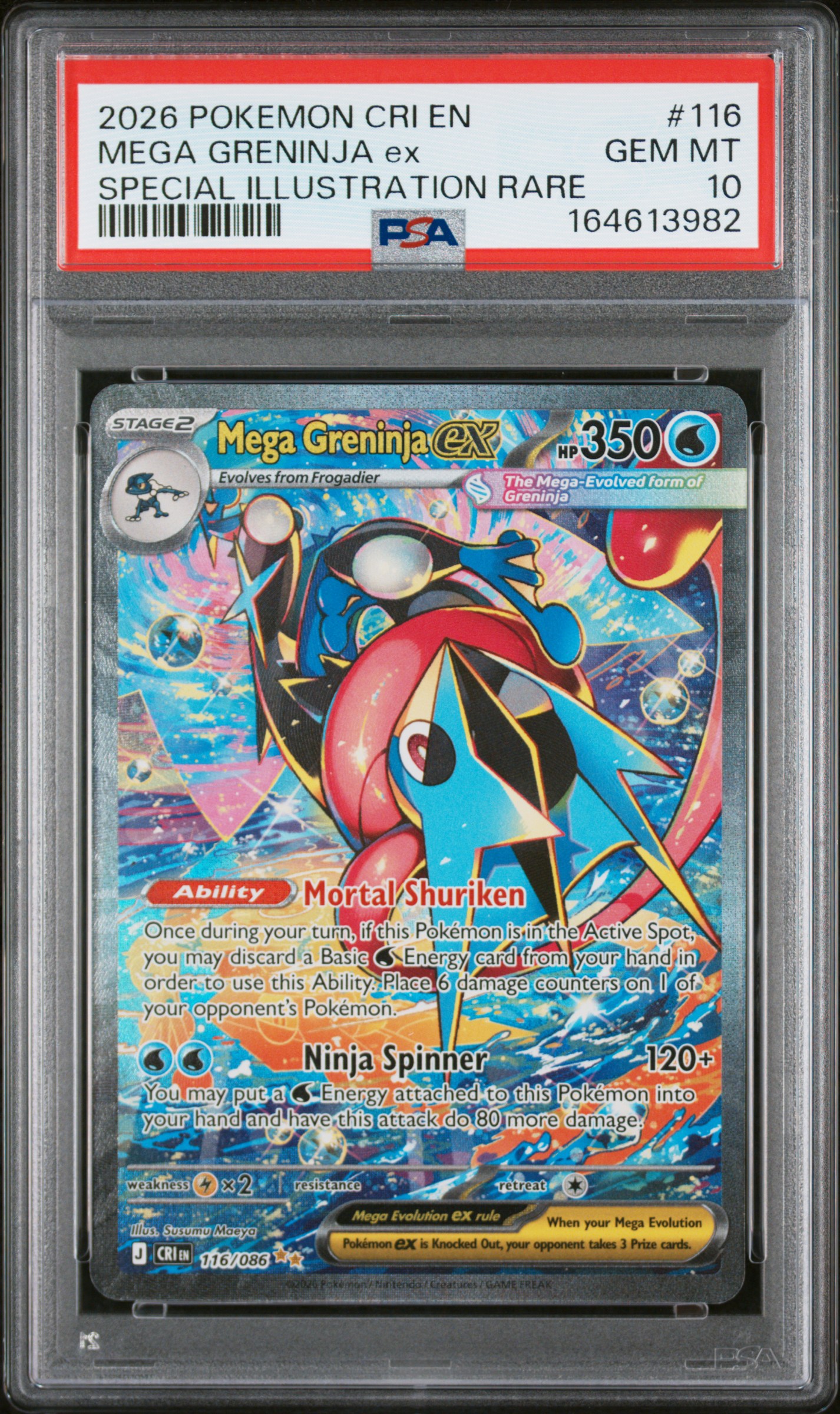 Mega Greninja ex, PSA 10 slab front