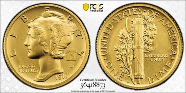 "1916" W (2026) 10C Mercury Au w/ Liberty Bell 250 Privy First Strike SP70