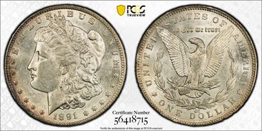 1891-CC $1 AU58