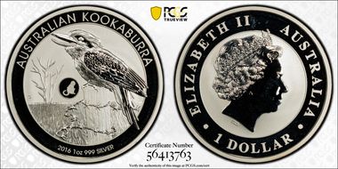 2016-P $1 Kookaburra Ag-Monkey Privy MS68