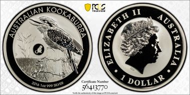 2016-P $1 Kookaburra Ag-Monkey Privy MS69