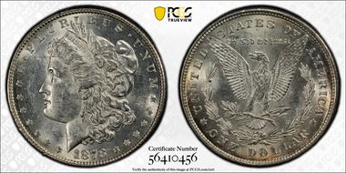 1878 8TF $1 VAM 12, Notched Stars AU58