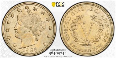 1883 5C No CENTS MS62