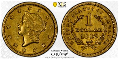 1849 G$1 Closed Wreath N1