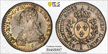 1783-A 1/10 Ecu Gad-353 No Dot, 1st Sem. N1