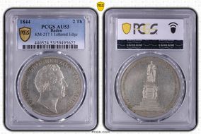 1844 2 Th KM-217.1 Lettered Edge AU53