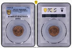 1939-D 2 Pfg J-362 MS64RB