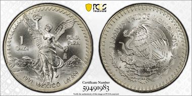 1991-Mo Onza Libertad Ag T2 - PLaTA PuRA MS69